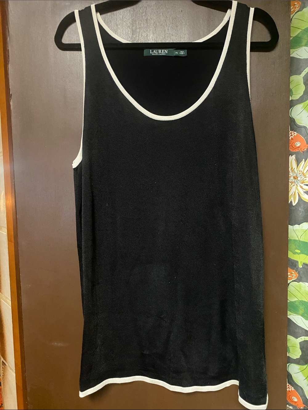 Ralph Lauren Black Knit Top with White Trim